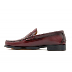Men's Penny Loafer burgundy Leather Dress Shoes welted Leather Sole - MARTTELY spanish made formal slip-on shoes for men