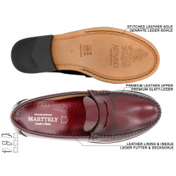 Herren Slipper Leder Business Schuhe Penny Loafer Ledersohle Goodyear Rahmengenäht bordeaux rot kirschrot Latino Marttely 800