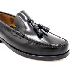 Herren Slipper Leder Tassel Loafer Quasten Business Schuhe schwarz  Ledersohle Rahmengenäht - Made In Spain Herren Slipper Leder Tassel Loafer Quasten Business Schuhe schwarz  Ledersohle Rahmengenäht - Made In Spain