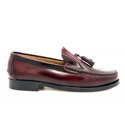 Leder Tassel Loafer Herren Slipper bordeaux Ledersohle Rahmengenäht Slip-On Businessschuhe - MARTTELY Made In Spain reduziert