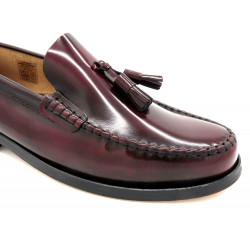 Leder Tassel Loafer Herren Slipper bordeaux Ledersohle Rahmengenäht Slip-On Businessschuhe - MARTTELY Made In Spain reduziert