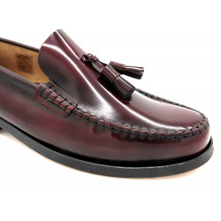 Tassel Loaffer Leather burgundy Men's Dress Shoes welted Leather Sole - MARTTELY Made In Spain discount sale special-price