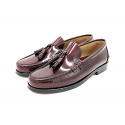 MARTTELY Made In Spain spanish made hand-crafted dress shoes slip-on tassel loafers burgundy