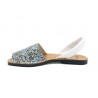 Women's Avarcas Flat Sandals Leather Summer Shoes, sky-blue Skull-Motif 413 - Avarca Menorquina - Made in Spain