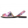 Women's Avarcas Leather Flat Sandals pink purple flowers - Avarca Menorquina - Made in Spain