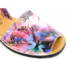 Women's Avarcas Leather Flat Sandals pink purple flowers - Avarca Menorquina - Made in Spain