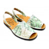 Damen Avarcas Leder Sandalen flache Sommer Schuhe, Blumen-Ornament hell grün 458