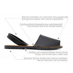 Avarcas Herren Sandalen Leder Sommer Schuhe flach offen, schwarz 201