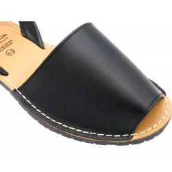 Avarca Herren Sandalen schwarz Leder Abarca Menorquina Echtleder Sommerschuhe Fersenriemchen Ortuno 201 Spanien