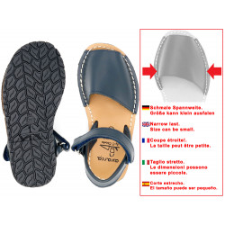 Boy's Flat Sandals Leather Avarcas navy blue Velcro Menorca Toddler Kid’s Shoes – Avarca Menorquina Made In Spain