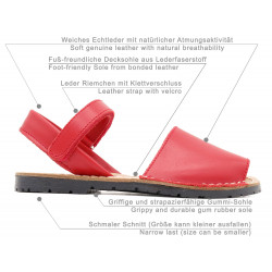 Children's Velcro Shoes, red 207 - Avarca Menorquina - Made In Spain