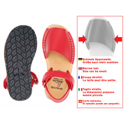 Boy's Flat Sandals red Leather Avarcas Velcro Menorca Toddler Kid’s Shoes – Avarca Menorquina Made In Spain