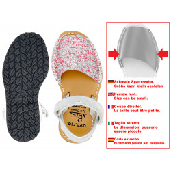 Mädchen Glitzer Sandalen Leder Riemchen Avarcas rosa Menorca Kinder Schuhe Sandalette Pailletten - Made In Spain