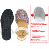 Girl's Glitter Sandals Leather Avarcas colorful Velcro Shoes multicolor sequins - Avarca Menorquina Made In Spain