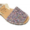 Mädchen Glitzer Sandalen Leder Riemchen Avarcas bunt Menorca Kinder Schuhe Sandalette Pailletten - Made In Spain