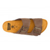 Herren Pantoletten braun Leder Sandalen Hausschuhe Echtleder Fußbett Korksohle - Made In Spain