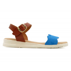 Women's Sandals Nubuck blue Flat Summer Shoes Wedge Heel