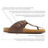 Men's Mules Nubuck Leather Sandals brown Thongs with Leather Footbed & Cork Sole - Made in Spain
