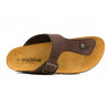 Men's Mules Nubuck Leather Sandals brown Thongs with Leather Footbed & Cork Sole - Made in Spain