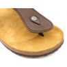 Men's Mules Nubuck Leather Sandals brown Thongs with Leather Footbed & Cork Sole - Made in Spain