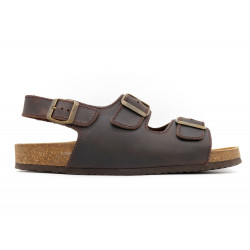 men's back-strap sandals mules brown leather
