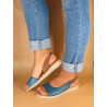 Damen Keilsandaletten blau Leder Sandalen mit Keilabsatz Echtleder Sandaletten mit Fersenriemchen BluSandal 1115