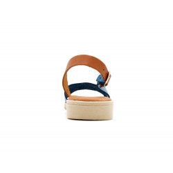 Damen Keilsandaletten blau Leder Sandalen mit Keilabsatz Echtleder Sandaletten mit Fersenriemchen BluSandal 1115