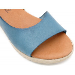 Damen Keilsandaletten blau Leder Sandalen mit Keilabsatz Echtleder Sandaletten mit Fersenriemchen BluSandal 1115