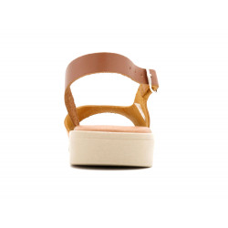 Damen Leder Sandalen Keilabsatz Sommer Schuhe Echtleder Fußbett gepolstert, gelb - BluSandal - Made In Spain