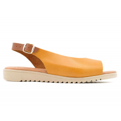 Women's Wedge Sandals yellow Leather Summer Shoes soft padded Leather insole BluSandal Blue-Sandal spanish made