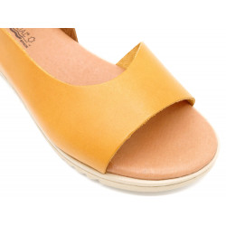 Women's Wedge Sandals yellow Leather Summer Shoes soft padded Leather insole BluSandal Blue-Sandal spanish made
