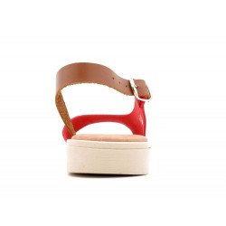 BluSandal Damen Sandalen Leder Schuhe Keilabsatz Sandaletten rot Sommerschuhe Echtleder MADE IN SPAIN