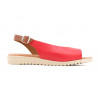 Damen Keilsandaletten rot Leder Sandalen mit Keilabsatz Keilsandalen Sandaletten Fersenriemchen BluSandal 1115 peep-toe