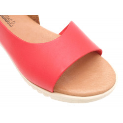 BluSandal Damen Sandalen Leder Schuhe Keilabsatz Sandaletten rot Sommerschuhe Echtleder MADE IN SPAIN