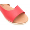 Women's Leather Wedge Sandals red Summer Shoes soft Leather Footbed