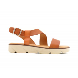 Women's Wedge Sandals brown Leather Summer Shoes with Gel padded Leather Insole