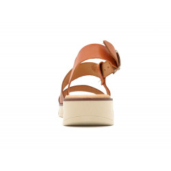 Damen Leder Sandalen braun Riemchen Keilabsatz Sandaletten Echtleder Fußbett - Made In Spain