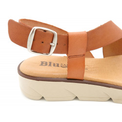 Women's Wedge Sandals brown Leather Summer Shoes with Gel padded Leather Insole