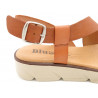 Damen Leder Sandalen braun Riemchen Keilabsatz Sandaletten Echtleder Fußbett - Made In Spain
