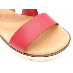 Genuine Leather Women's Wedge Sandals Strap Summer Shoes with soft-padded Leather Insole, red - BluSandal - Made In Spain