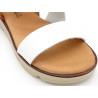 Damen Leder Sandalen weiß Keilabsatz Riemchen Sandaletten mit Echtleder Fußbett - Made In Spain
