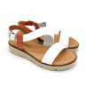 Damen Sandalen Leder Keilsandalen weiß Riemchen Sandaletten mit Keilabsatz