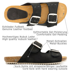 Damen Frauen Nubuk Leder Pantoletten Sandalen Hausschuhe bequem schön Tief-Fußbett Sandaletten