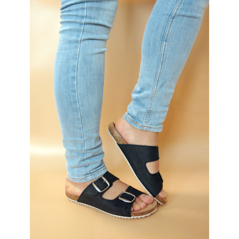 Pantoletten Damen Mit Kork-Fußbett – Orthopädische Slip-On Sandalen, Verstellbare Riemen, Größe 36-42