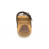 Leather Women's Mules Slippers Cork-Sole Leather Footbed Sandals brown