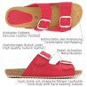 women's ladies leather mules red sandals leather footbed cork sole slippers home shoes
