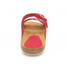 Women's Leather Mules Slippers Sandals Leather Footbed & Cork-Sole red