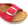 Damen Pantoletten Leder Nubuk rot Sandalen gepolstert Hausschuhe Schlappen Echtleder Fußbett Korksohle Korkschuhe Blusandal