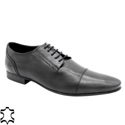 Herren Schnür-Halbschuhe Nappa Leder Businessschuhe schwarz - klassische Halbschuhe mit Echtleder Futter - Made In Spain
