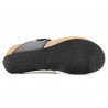 Damen Sandalen schwarz Leder Zehentrenner Keilabsatz Pantoletten mit Fußbett & Korksohle - Made In Spain
